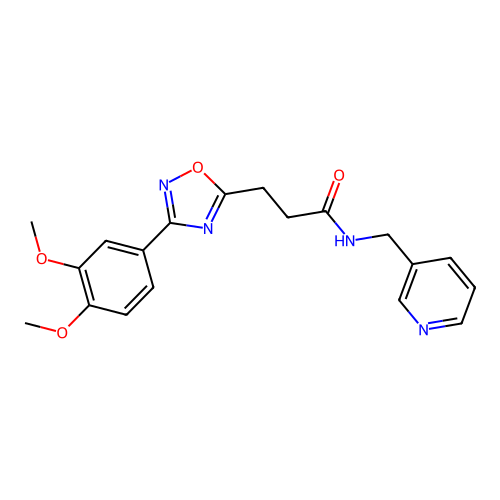 3-[3-(3,4-dimethoxyphenyl)-1,2,4-oxadiazol-5-yl]-N-(pyridin-3-ylmethyl)propanamide structure