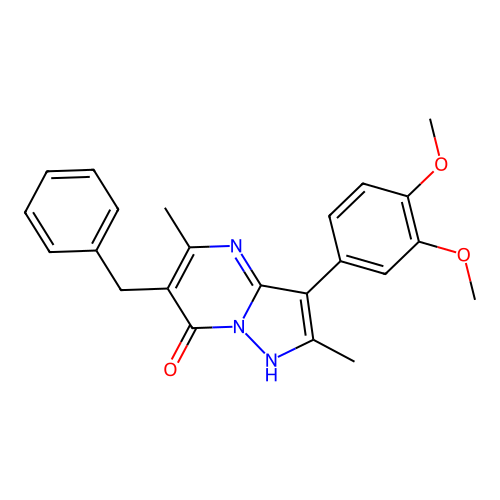 6-benzyl-3-(3,4-dimethoxyphenyl)-2,5-dimethylpyrazolo[1,5-a]pyrimidin-7(4H)-one structure
