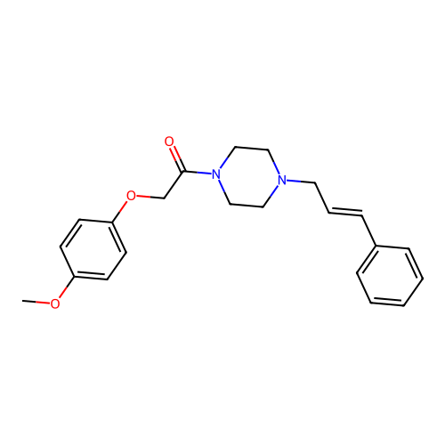 2-(4-methoxyphenoxy)-1-[4-[(E)-3-phenylprop-2-enyl]piperazin-1-yl]ethanone structure