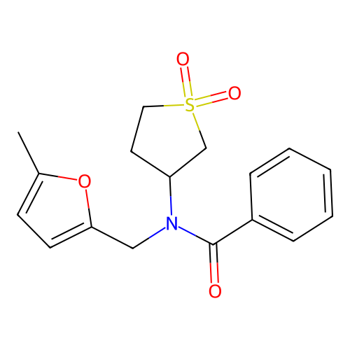 N-(1,1-dioxidotetrahydrothiophen-3-yl)-N-[(5-methylfuran-2-yl)methyl]benzamide structure