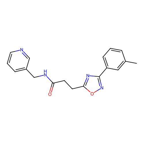 3-[3-(3-methylphenyl)-1,2,4-oxadiazol-5-yl]-N-(pyridin-3-ylmethyl)propanamide structure