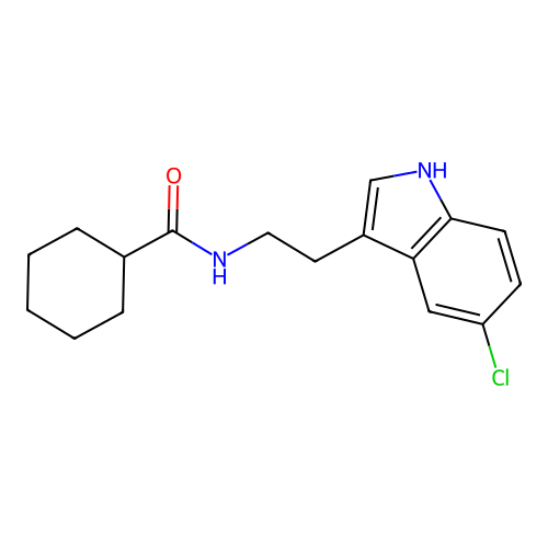 N-[2-(5-chloro-1H-indol-3-yl)ethyl]cyclohexanecarboxamide structure