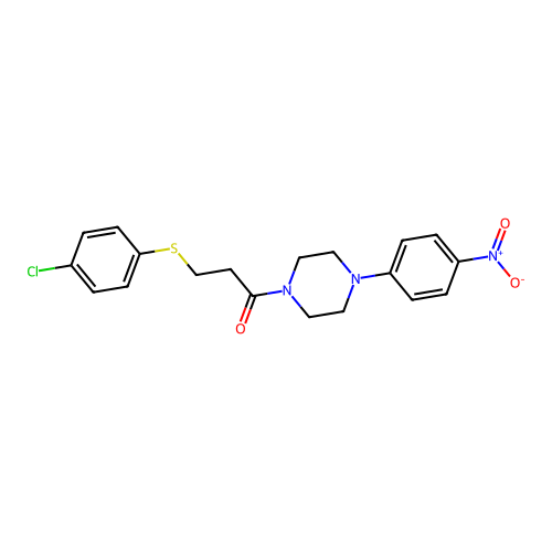 3-(4-Chlorophenyl)sulfanyl-1-[4-(4-nitrophenyl)piperazin-1-yl]propan-1-one structure