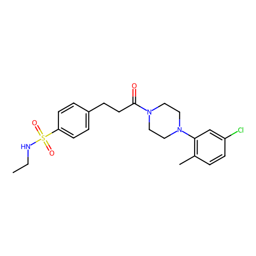 4-[3-[4-(5-chloro-2-methylphenyl)piperazin-1-yl]-3-oxopropyl]-N-ethylbenzenesulfonamide structure