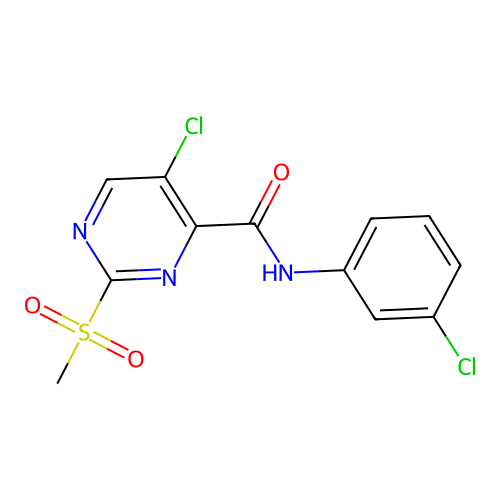 5-chloro-N-(3-chlorophenyl)-2-(methylsulfonyl)pyrimidine-4-carboxamide structure