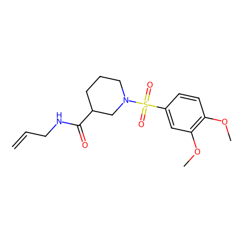1-(3,4-dimethoxyphenyl)sulfonyl-N-prop-2-enylpiperidine-3-carboxamide structure