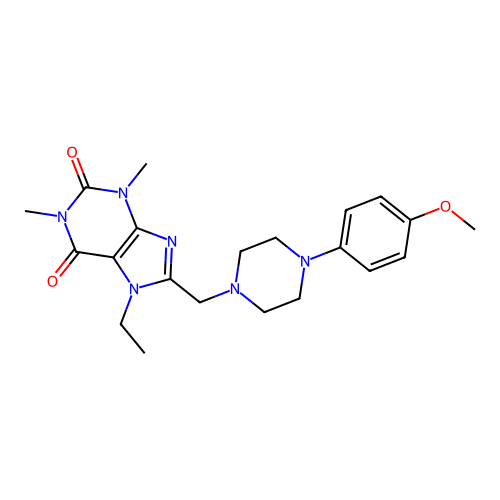 7-ethyl-8-{[4-(4-methoxyphenyl)piperazin-1-yl]methyl}-1,3-dimethyl-3,7-dihydro-1H-purine-2,6-dione structure
