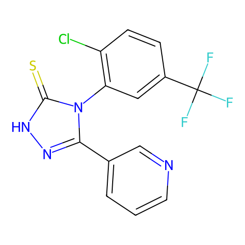 4-[2-chloro-5-(trifluoromethyl)phenyl]-3-pyridin-3-yl-1H-1,2,4-triazole-5-thione structure