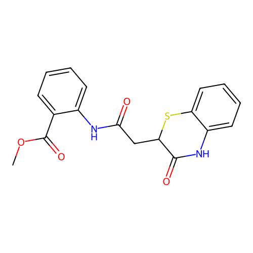 methyl 2-[[2-(3-oxo-4H-1,4-benzothiazin-2-yl)acetyl]amino]benzoate structure