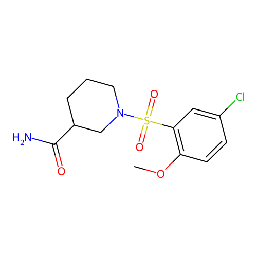 1-(5-Chloro-2-methoxyphenyl)sulfonylpiperidine-3-carboxamide structure