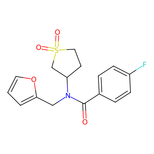N-(1,1-dioxidotetrahydrothiophen-3-yl)-4-fluoro-N-(furan-2-ylmethyl)benzamide structure