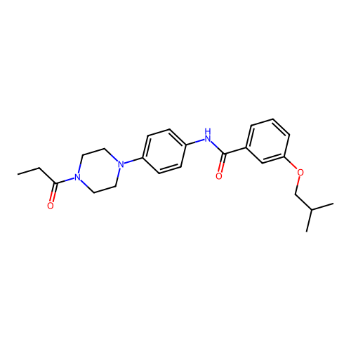 3-(2-methylpropoxy)-N-[4-(4-propanoylpiperazin-1-yl)phenyl]benzamide structure