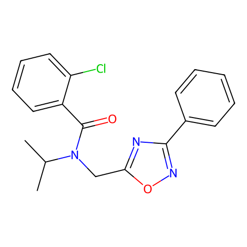 2-chloro-N-[(3-phenyl-1,2,4-oxadiazol-5-yl)methyl]-N-(propan-2-yl)benzamide structure