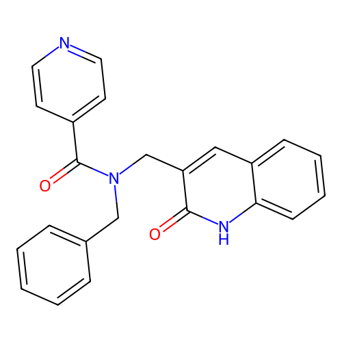 N-benzyl-N-[(2-oxo-1H-quinolin-3-yl)methyl]pyridine-4-carboxamide structure