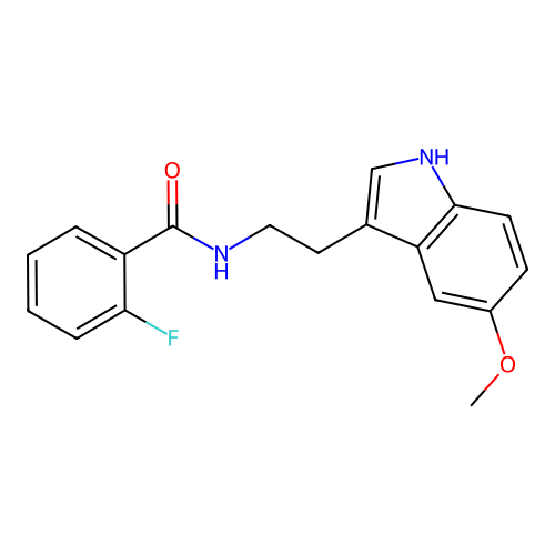 2-fluoro-N-[2-(5-methoxy-1H-indol-3-yl)ethyl]benzamide structure