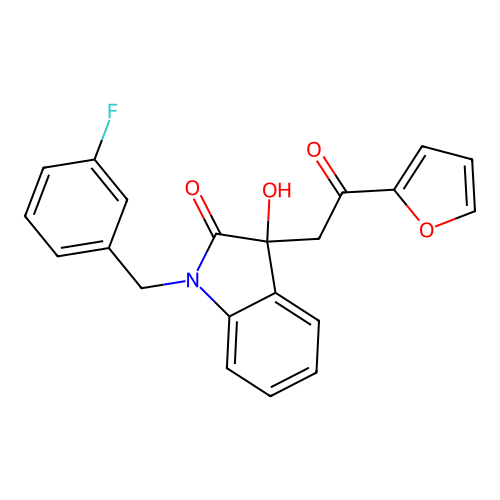 1-(3-fluorobenzyl)-3-[2-(furan-2-yl)-2-oxoethyl]-3-hydroxy-1,3-dihydro-2H-indol-2-one structure