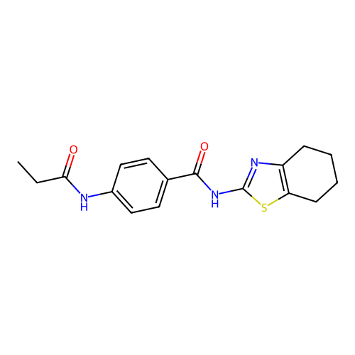 4-(propanoylamino)-N-(4,5,6,7-tetrahydro-1,3-benzothiazol-2-yl)benzamide structure