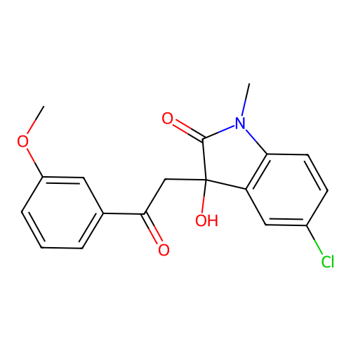 5-chloro-3-hydroxy-3-[2-(3-methoxyphenyl)-2-oxoethyl]-1-methyl-1,3-dihydro-2H-indol-2-one structure