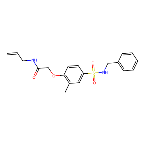 2-[4-(benzylsulfamoyl)-2-methylphenoxy]-N-prop-2-enylacetamide structure