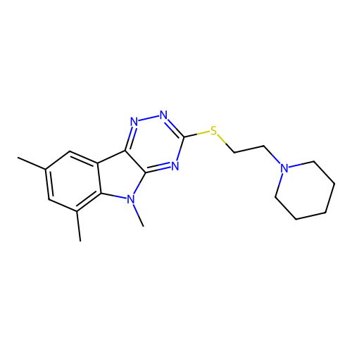 5,6,8-Trimethyl-3-(2-piperidin-1-ylethylsulfanyl)-[1,2,4]triazino[5,6-b]indole structure