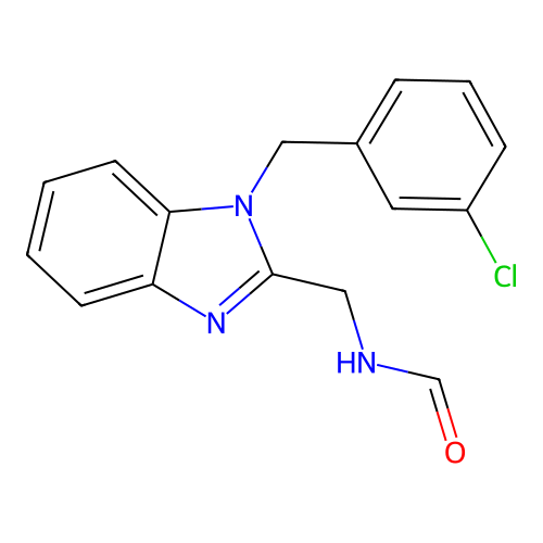N-[[1-[(3-chlorophenyl)methyl]benzimidazol-2-yl]methyl]formamide structure