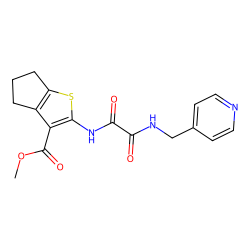 methyl 2-[[2-oxo-2-(pyridin-4-ylmethylamino)acetyl]amino]-5,6-dihydro-4H-cyclopenta[b]thiophene-3-carboxylate structure