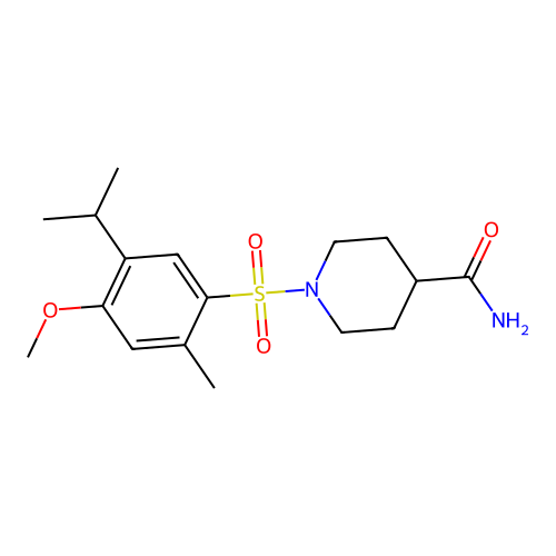 1-(4-Methoxy-2-methyl-5-propan-2-ylphenyl)sulfonylpiperidine-4-carboxamide structure