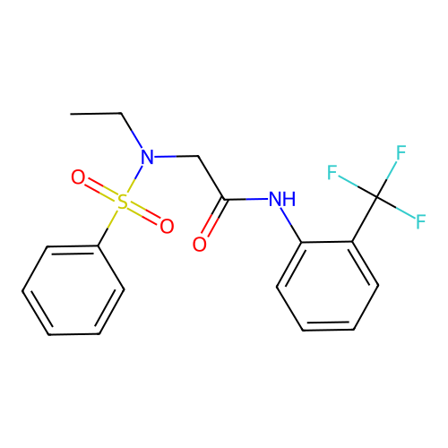 2-[benzenesulfonyl(ethyl)amino]-N-[2-(trifluoromethyl)phenyl]acetamide structure