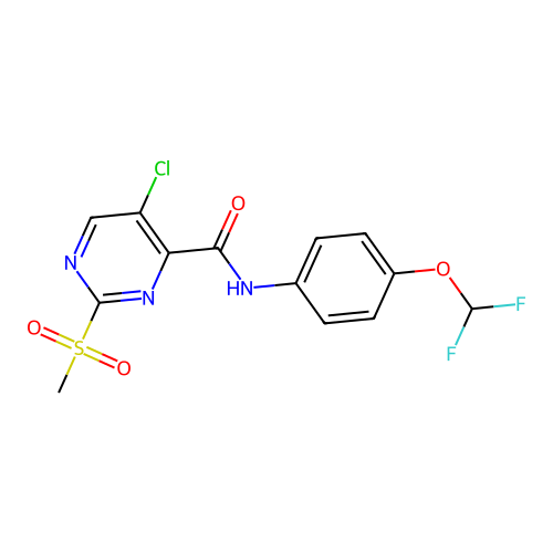 5-chloro-N-[4-(difluoromethoxy)phenyl]-2-methylsulfonylpyrimidine-4-carboxamide structure