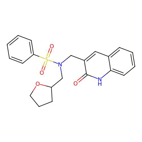N-(oxolan-2-ylmethyl)-N-[(2-oxo-1H-quinolin-3-yl)methyl]benzenesulfonamide structure