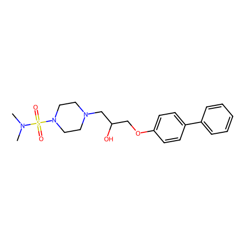 ({4-[2-Hydroxy-3-(4-phenylphenoxy)propyl]piperazinyl}sulfonyl)dimethylamine structure