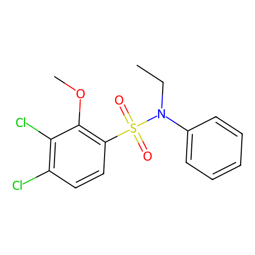 3,4-dichloro-N-ethyl-2-methoxy-N-phenylbenzene-1-sulfonamide structure