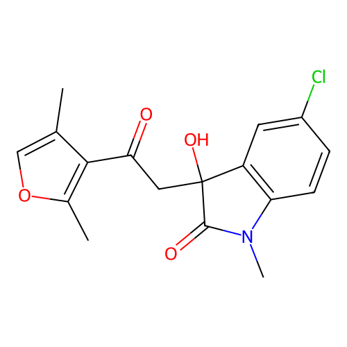 5-Chloro-3-[2-(2,4-dimethylfuran-3-yl)-2-oxoethyl]-3-hydroxy-1-methylindol-2-one structure