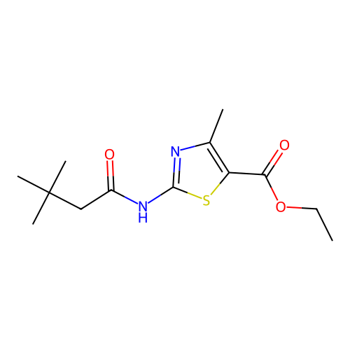 Ethyl 2-(3,3-dimethylbutanoylamino)-4-methyl-1,3-thiazole-5-carboxylate structure