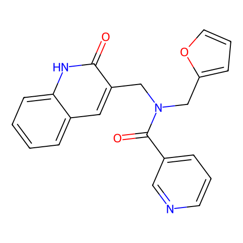 N-(furan-2-ylmethyl)-N-[(2-oxo-1H-quinolin-3-yl)methyl]pyridine-3-carboxamide structure