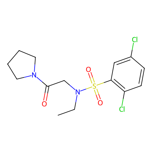 2,5-dichloro-N-ethyl-N-(2-oxo-2-pyrrolidin-1-ylethyl)benzenesulfonamide structure