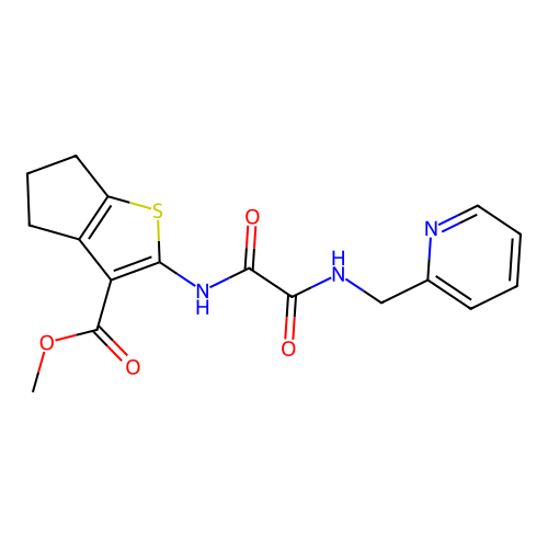 methyl 2-[[2-oxo-2-(pyridin-2-ylmethylamino)acetyl]amino]-5,6-dihydro-4H-cyclopenta[b]thiophene-3-carboxylate structure