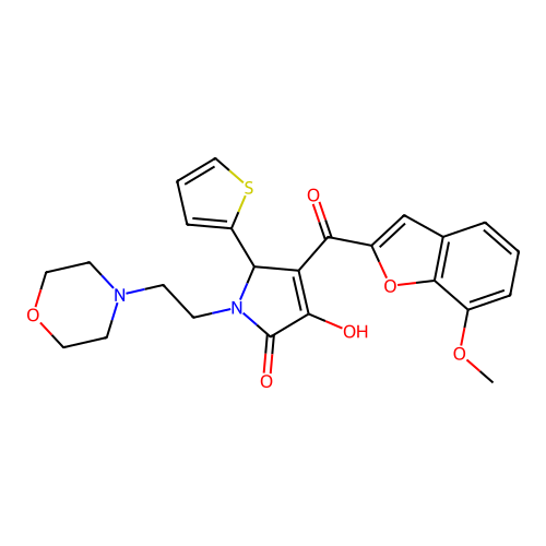 3-Hydroxy-4-[(7-methoxybenzo[d]furan-2-yl)carbonyl]-1-(2-morpholin-4-ylethyl)-5-(2-thienyl)-3-pyrrolin-2-one structure