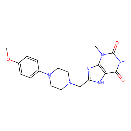 8-[[4-(4-methoxyphenyl)piperazin-1-yl]methyl]-3-methyl-7H-purine-2,6-dione structure