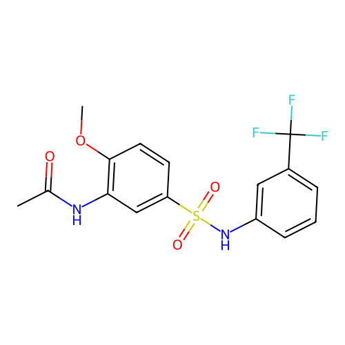 N-(2-methoxy-5-{[3-(trifluoromethyl)phenyl]sulfamoyl}phenyl)acetamide structure