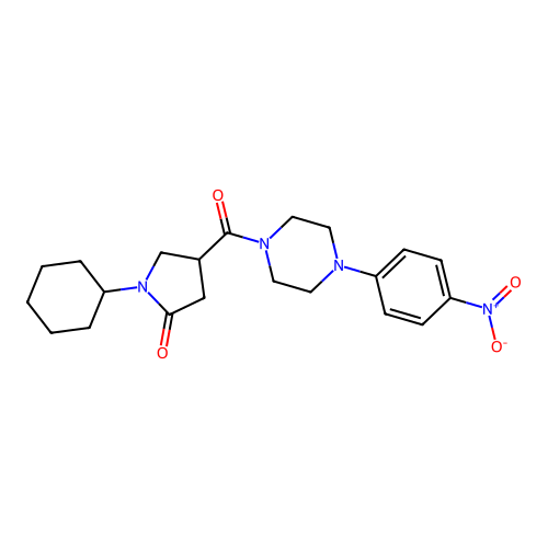1-Cyclohexyl-4-[4-(4-nitrophenyl)piperazine-1-carbonyl]pyrrolidin-2-one structure