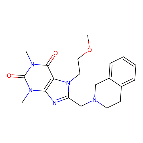 8-(3,4-dihydroisoquinolin-2(1H)-ylmethyl)-7-(2-methoxyethyl)-1,3-dimethyl-3,7-dihydro-1H-purine-2,6-dione structure