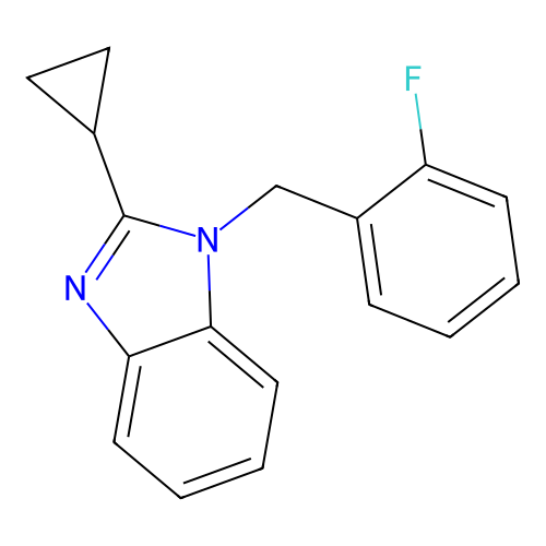 2-Cyclopropyl-1-[(2-fluorophenyl)methyl]benzimidazole structure