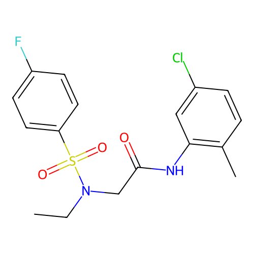 N-(5-chloro-2-methylphenyl)-2-[ethyl-(4-fluorophenyl)sulfonylamino]acetamide structure