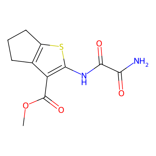methyl 2-(oxamoylamino)-5,6-dihydro-4H-cyclopenta[b]thiophene-3-carboxylate structure