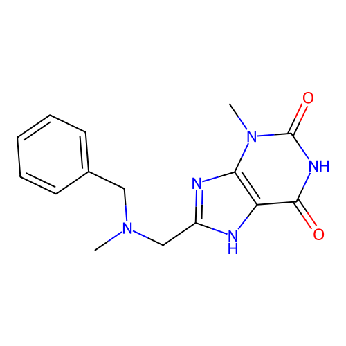 3-Methyl-8-{[methylbenzylamino]methyl}-1,3,7-trihydropurine-2,6-dione structure