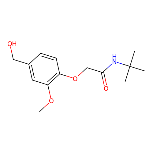 N-tert-butyl-2-[4-(hydroxymethyl)-2-methoxyphenoxy]acetamide structure
