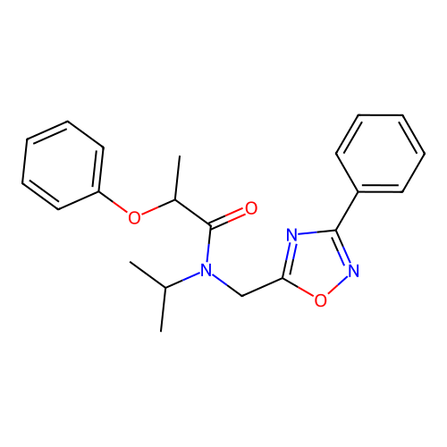 2-phenoxy-N-[(3-phenyl-1,2,4-oxadiazol-5-yl)methyl]-N-(propan-2-yl)propanamide structure