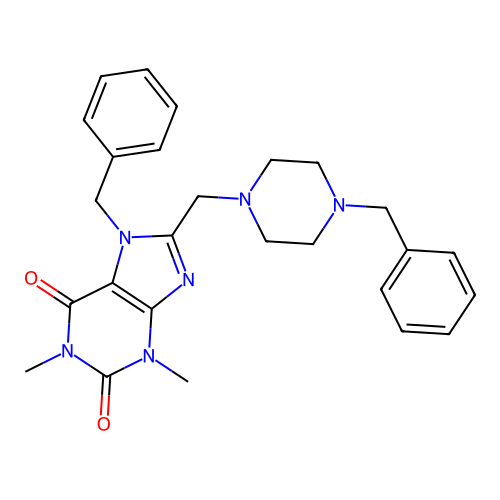 7-Benzyl-8-[(4-benzylpiperazin-1-yl)methyl]-1,3-dimethylpurine-2,6-dione structure