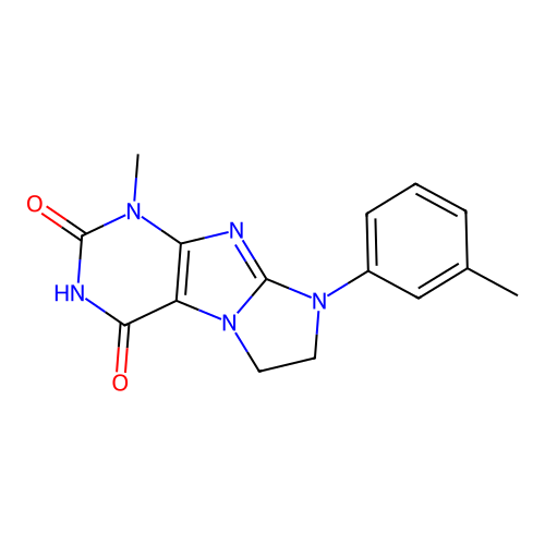 1-Methyl-8-(3-methylphenyl)-1,3,5-trihydroimidazolidino[1,2-h]purine-2,4-dione structure